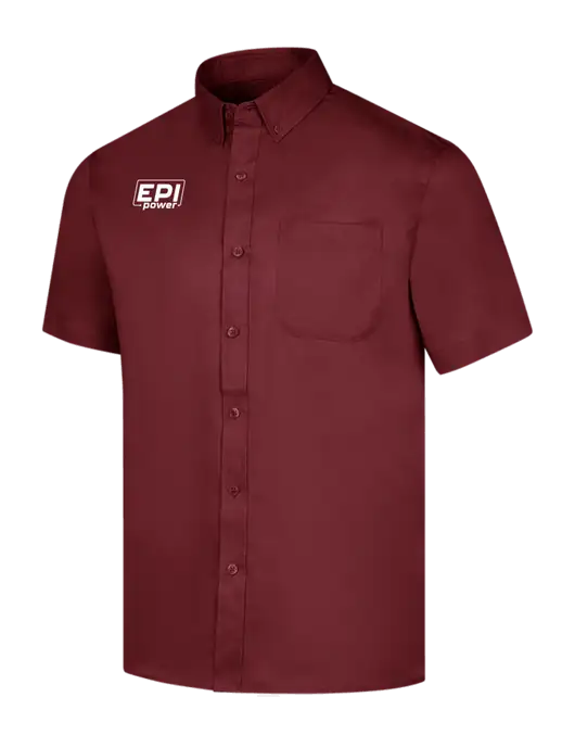 Short Sleeve Maroon Superpro React Twill Shirt w/EPI Logo
