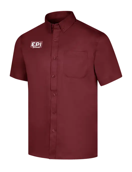 Short Sleeve Maroon Superpro React Twill Shirt w/EPI Logo
