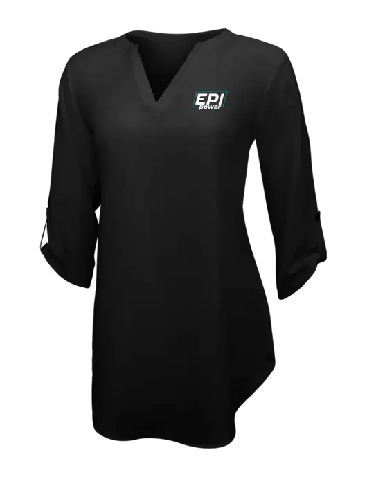 Womens Black 3/4 Sleeve Tunic Blouse w/EPI Logo