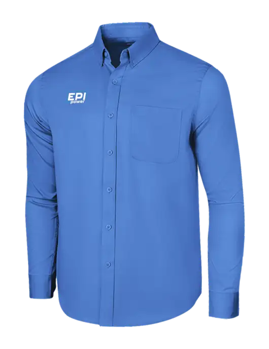 Long Sleeve Dark Carolina Blue Superpro React Twill Shirt w/EPI Logo