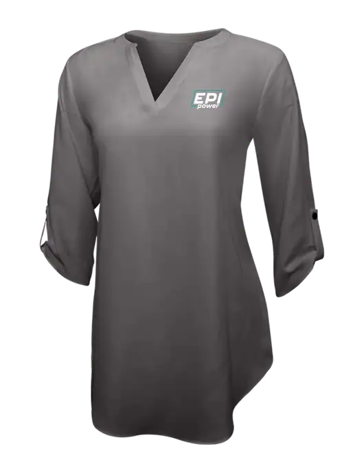 Dark Grey Womens 3/4 Sleeve Tunic Blouse w/EPI Logo