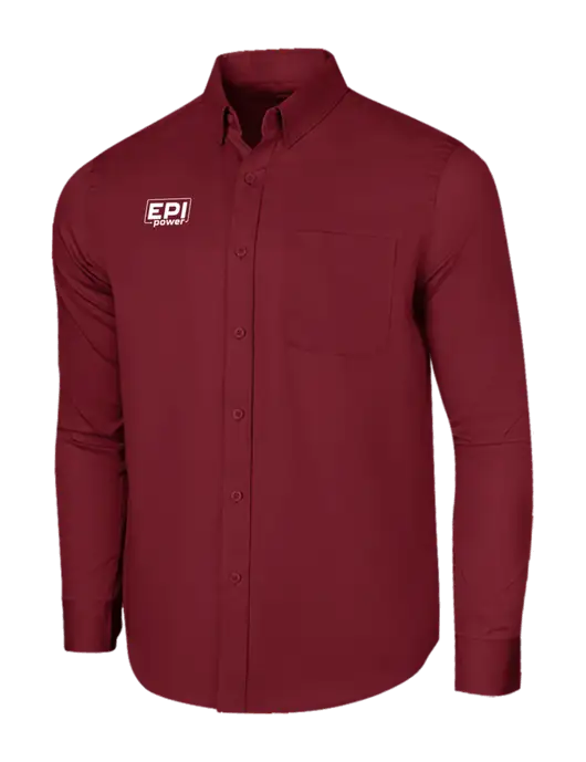 Long Sleeve Maroon Superpro React Twill Shirt w/EPI Logo