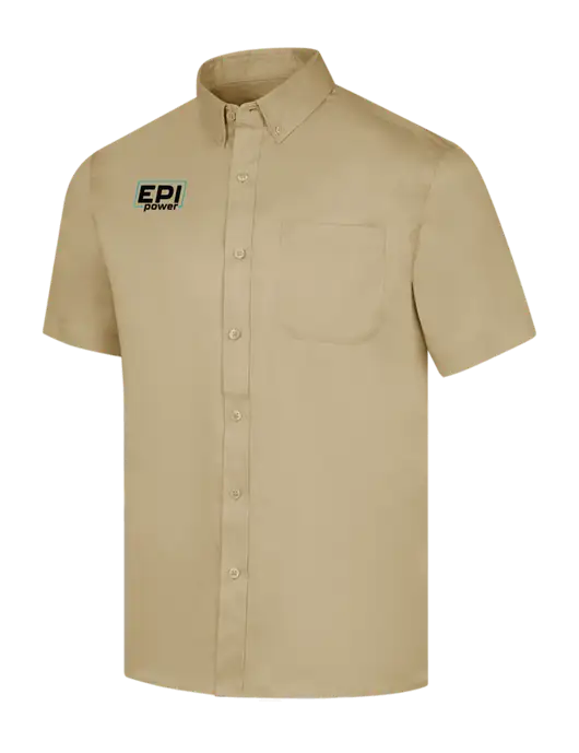 Short Sleeve Dark Tan Superpro React Twill Shirt w/EPI Logo