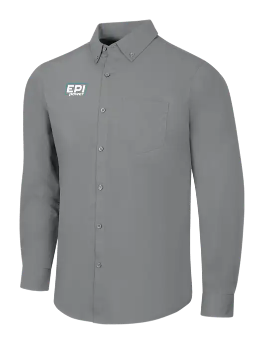 Medium Grey Long Sleeve Carefree Poplin Shirt w/EPI Logo