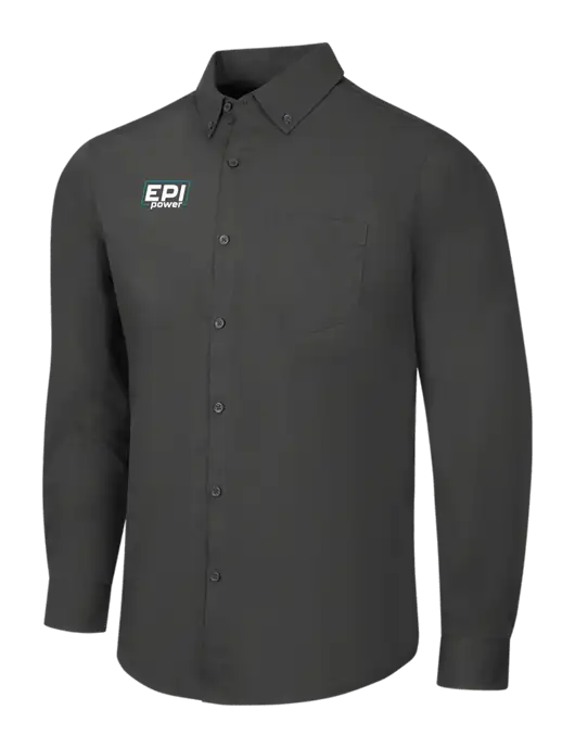 Dark Grey Long Sleeve Carefree Poplin Shirt w/EPI Logo