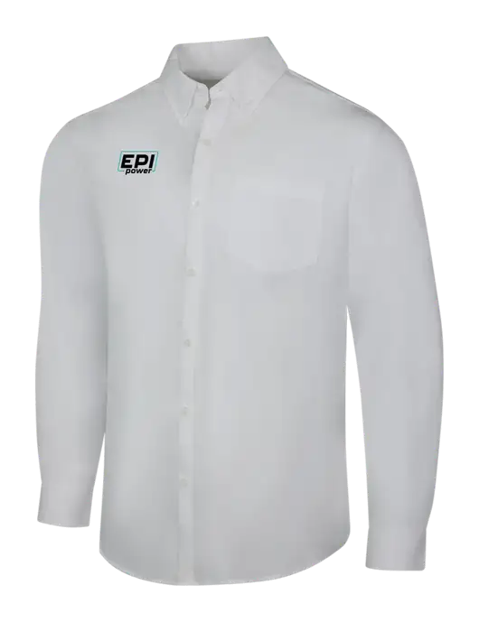 White Long Sleeve Carefree Poplin Shirt w/EPI Logo