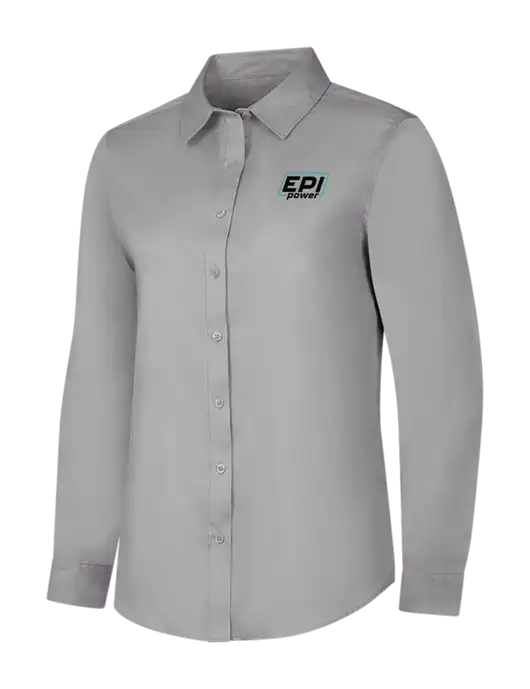 Light Grey Womens Long Sleeve Superpro React Twill Shirt w/EPI Logo