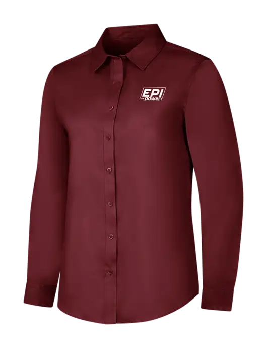 Maroon Womens Long Sleeve Superpro React Twill Shirt w/EPI Logo