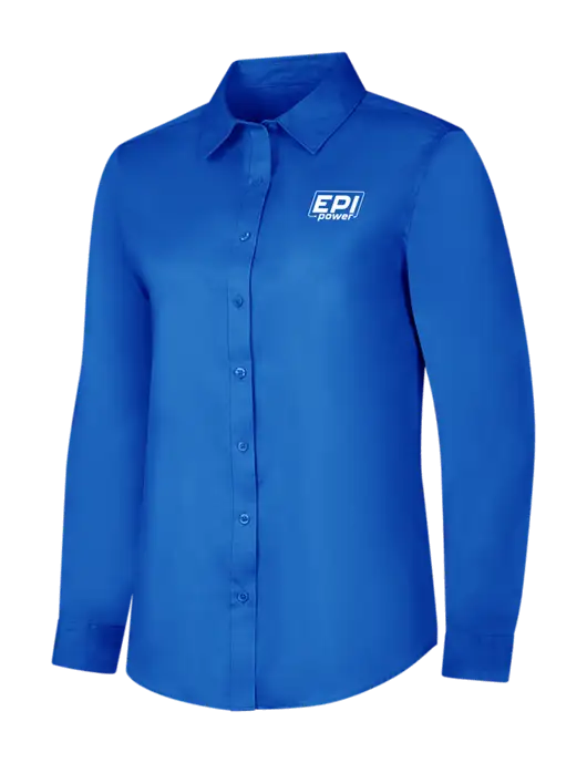 Womens Long Sleeve Royal Blue Superpro React Twill Shirt w/EPI Logo