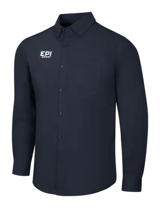 Navy Long Sleeve Carefree Poplin Shirt w/EPI Logo
