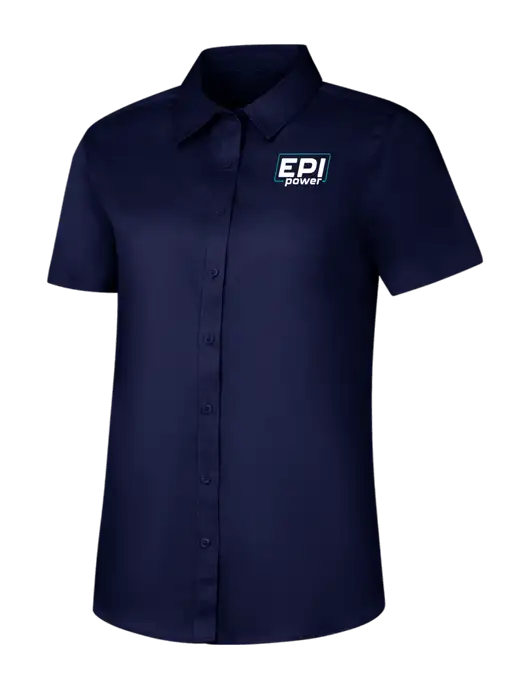 Womens Navy Short Sleeve Superpro React Twill Shirt w/EPI Logo