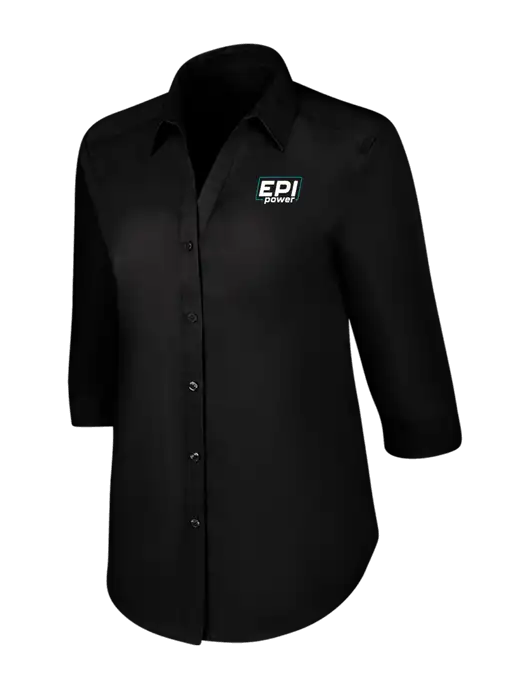 Womens Black 3/4 Sleeve Carefree Poplin Shirt w/EPI Logo