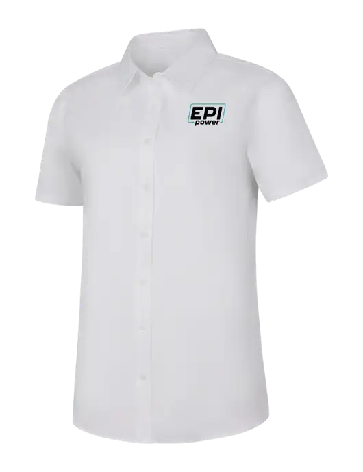Womens White Short Sleeve Superpro React Twill Shirt w/EPI Logo