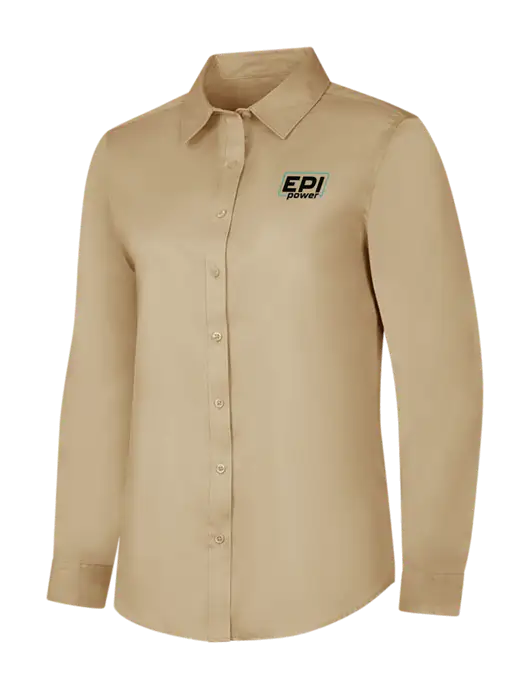 Dark Tan Womens Long Sleeve Superpro React Twill Shirt w/EPI Logo