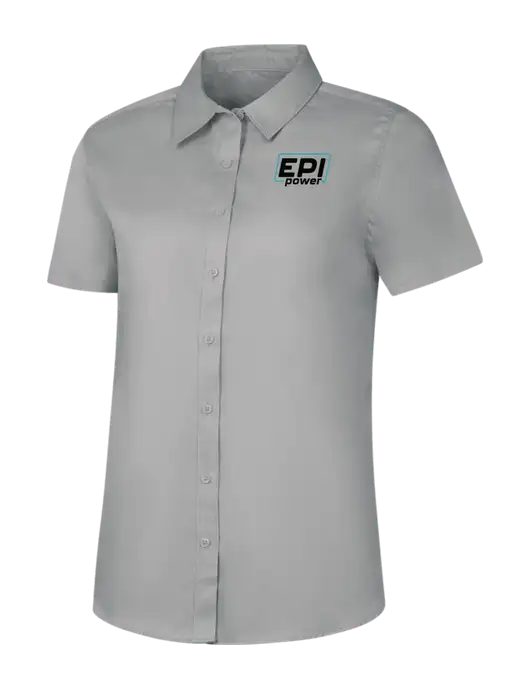 Womens Light Grey Short Sleeve Superpro React Twill Shirt w/EPI Logo