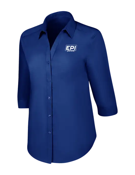 Womens Royal 3/4 Sleeve Carefree Poplin Shirt w/EPI Logo