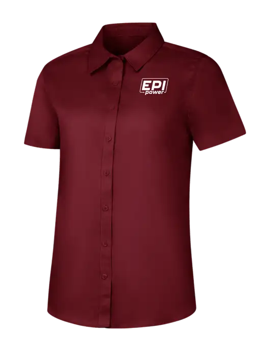 Womens Maroon Short Sleeve Superpro React Twill Shirt w/EPI Logo