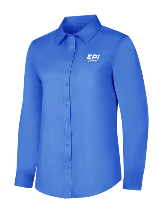 Dark Carolina Blue Womens Long Sleeve Superpro React Twill Shirt w/EPI Logo