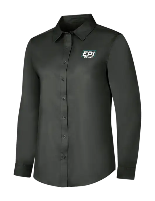 Dark Grey Womens Long Sleeve Superpro React Twill Shirt w/EPI Logo