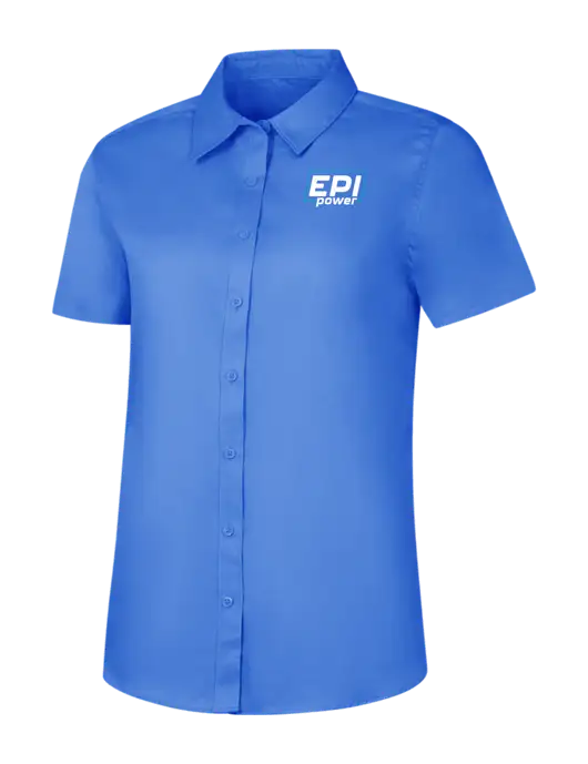 Womens Dark Carolina Blue Short Sleeve Superpro React Twill Shirt w/EPI Logo