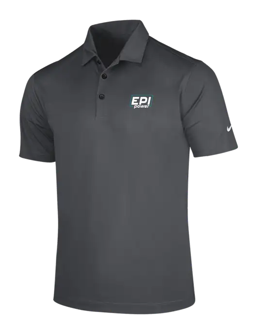 NIKE Dark Grey Dri-Fit Vertical Mesh Polo w/EPI Logo