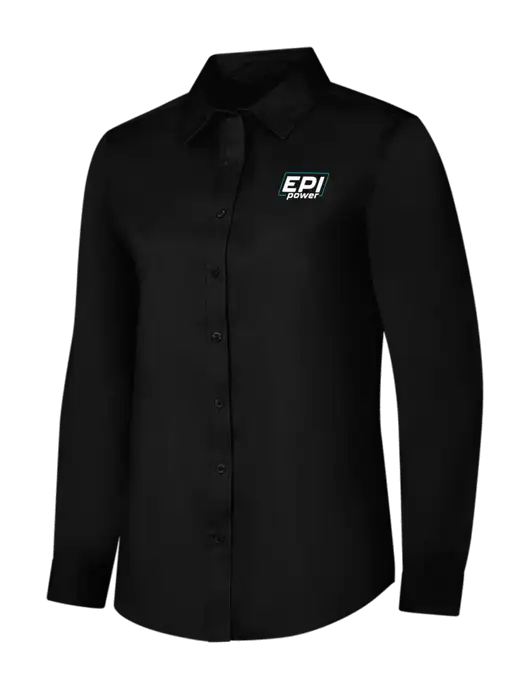 Womens Black Long Sleeve Superpro React Twill Shirt w/EPI Logo