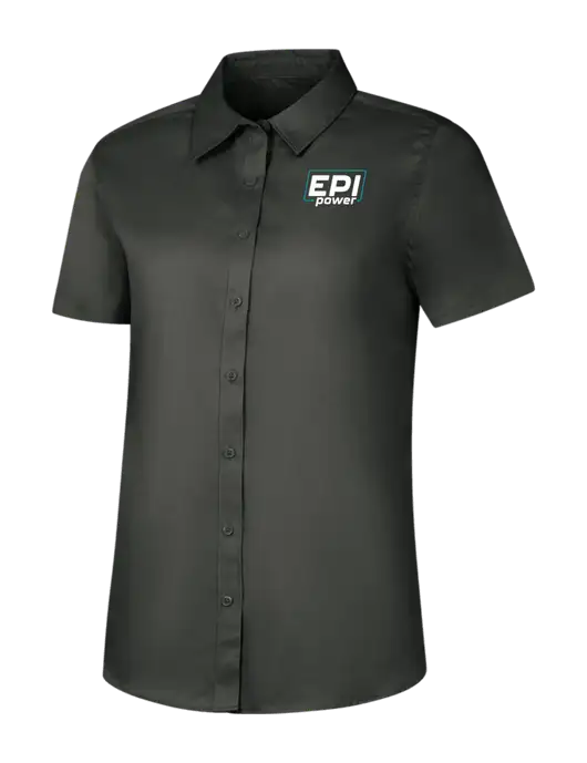 Womens Dark Grey Short Sleeve Superpro React Twill Shirt w/EPI Logo