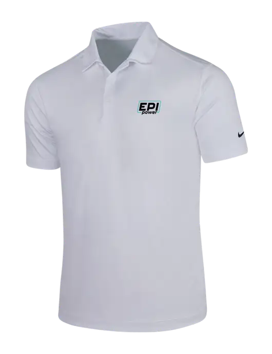 NIKE White Dri-Fit Vertical Mesh Polo w/EPI Logo