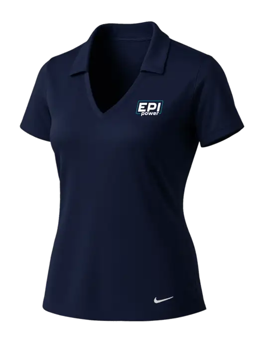 NIKE Dark Navy Womens Dri-Fit Vertical Mesh Polo w/EPI Logo