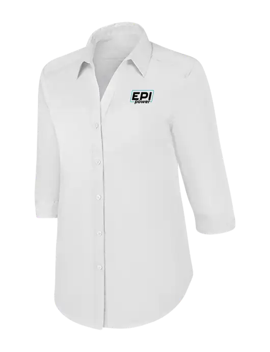 Womens White 3/4 Sleeve Carefree Poplin Shirt w/EPI Logo