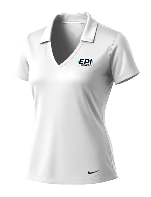 NIKE White Womens Dri-Fit Vertical Mesh Polo w/EPI Logo