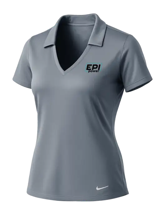 NIKE Medium Grey Womens Dri-Fit Vertical Mesh Polo w/EPI Logo