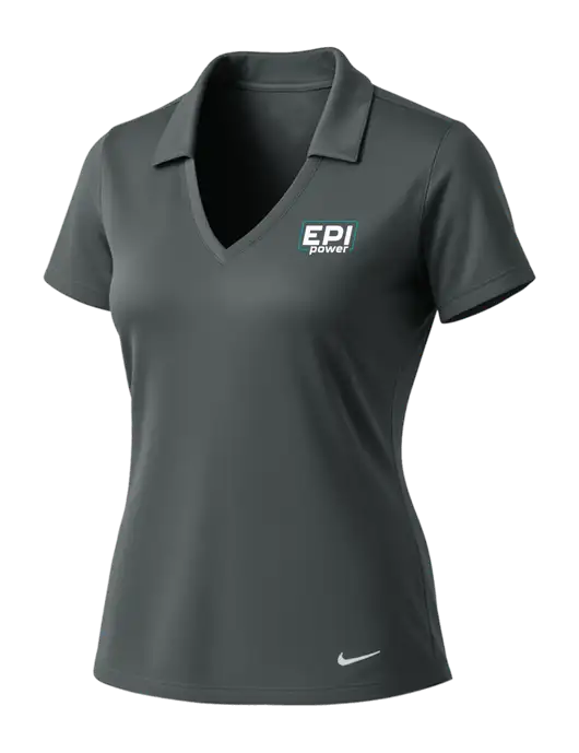 NIKE Dark Grey Womens Dri-Fit Vertical Mesh Polo w/EPI Logo