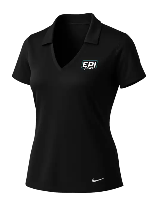 NIKE Black Womens Dri-Fit Vertical Mesh Polo w/EPI Logo
