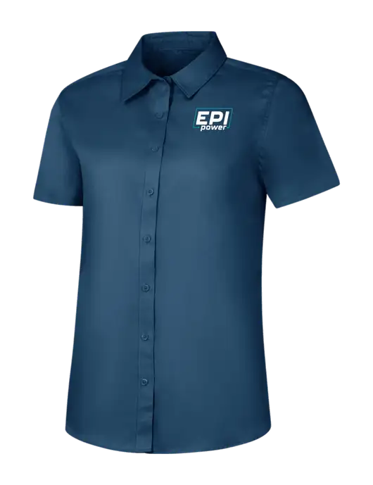 Womens Light Navy Short Sleeve Superpro React Twill Shirt w/EPI Logo