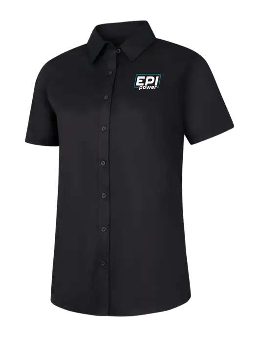 Womens Black Short Sleeve Superpro React Twill Shirt w/EPI Logo