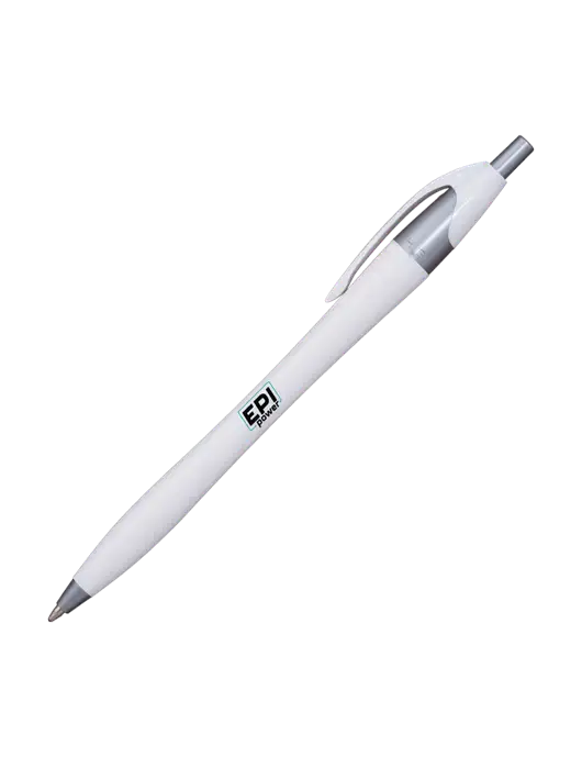 Novella White/Silver Shimmer Pen - Blue Ink w/EPI Logo