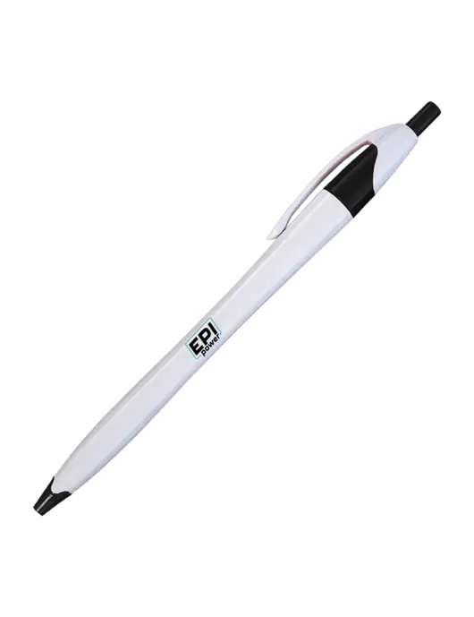 Novella White/Black Classic Pen - Blue Ink w/EPI Logo