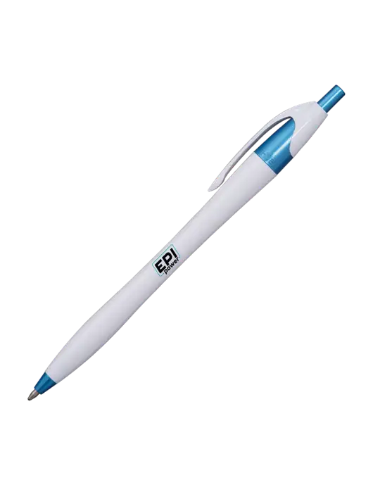 Novella White/Blue Shimmer Pen - Blue Ink w/EPI Logo