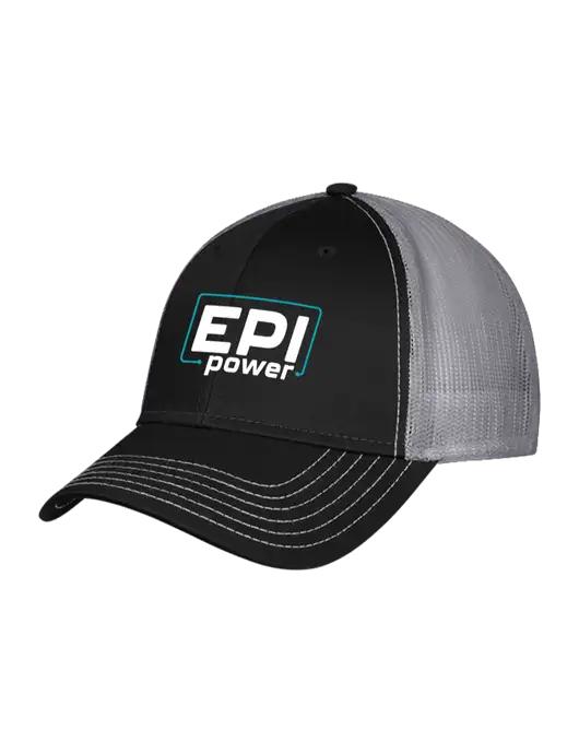 Black/Medium Dark Grey Mesh Trucker Cap Snap Back w/EPI Logo