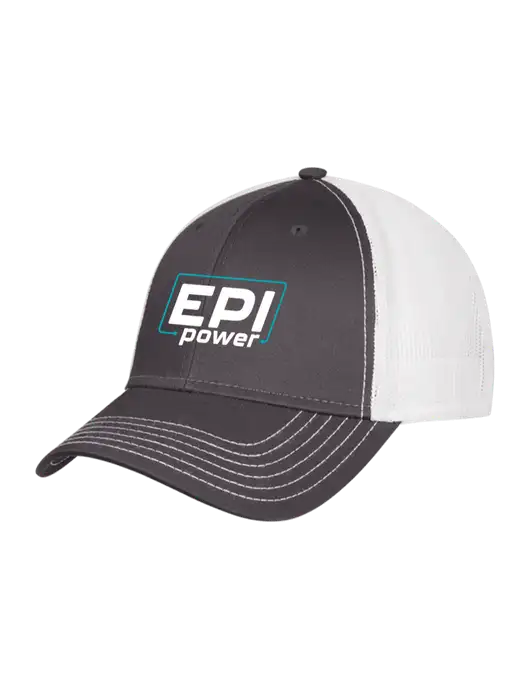 Dark Grey/White Mesh Trucker Cap Snap Back w/EPI Logo