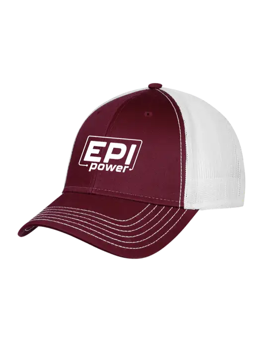 Maroon/Maroon/White Mesh Trucker Cap Snap Back w/EPI Logo