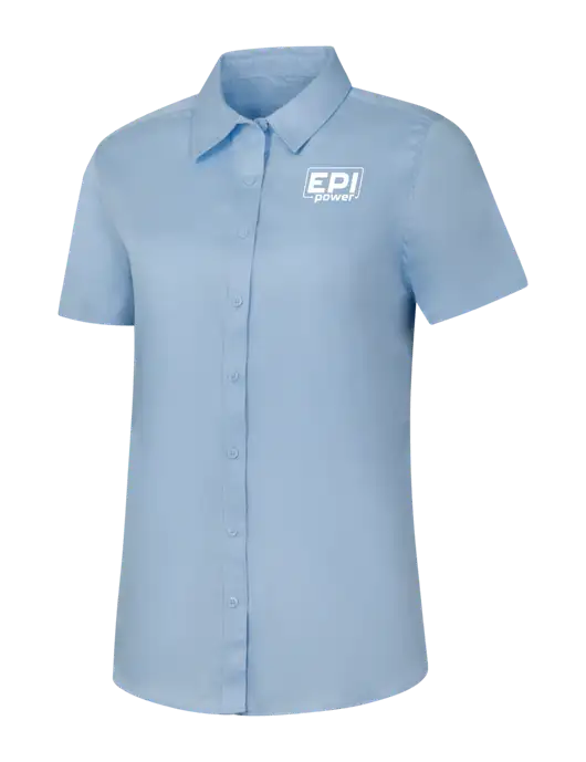 Womens Light Blue Short Sleeve Superpro React Twill Shirt w/EPI Logo