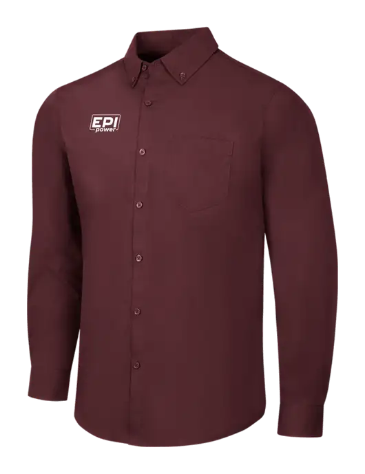 Maroon Long Sleeve Carefree Poplin Shirt w/EPI Logo