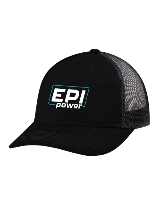 Snapback Ponytail Trucker Cap Black w/Black Mesh w/EPI Logo
