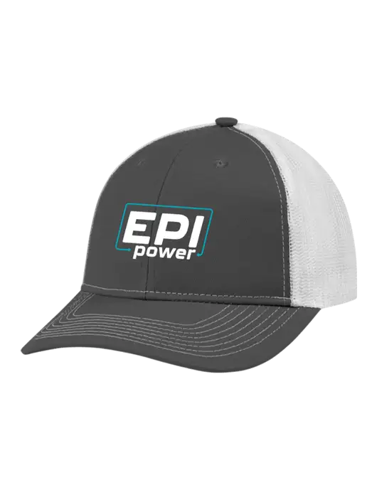 Snapback Ponytail Trucker Cap Dark Grey w/White Mesh w/EPI Logo
