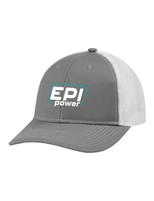 Snapback Ponytail Trucker Cap Light Medium Heather Grey w/White Mesh w/EPI Logo