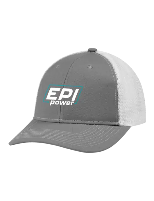 Snapback Ponytail Trucker Cap Light Medium Heather Grey w/White Mesh w/EPI Logo