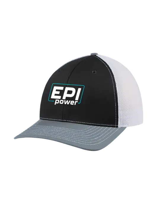 Richardson Adjustable Snapback Original 112 Trucker Cap Black/Light Heather Grey/White Mesh w/EPI Logo