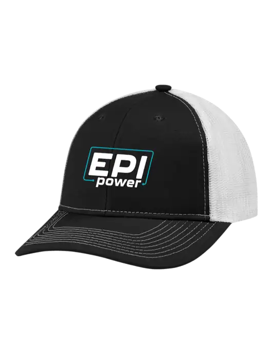 Snapback Ponytail Trucker Cap Black w/White Mesh w/EPI Logo